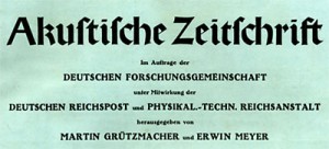 Titelblatt Heft 1 Akustische Zeitschrift 1936